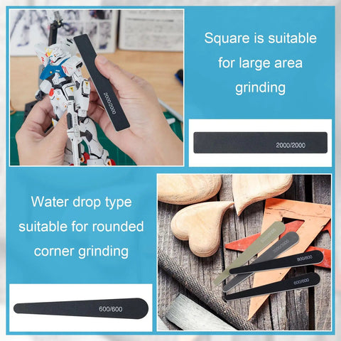 60 Piece Sanding Sticks Set For Plastic And Wood Models With 30 Polishing Sticks And 30 Sanding Twigs In Assorted Grits Ideal For DIYers, Hobbyists, And Beginners A Complete Crafting Accessory Kit shown in use on different surfaces.