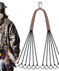 Waterfowl Tote With 12 Drops Slip Ring And Paracord displayed by hunter, showing heavy duty metal loop goose and duck hanger.