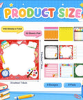 Back To School Sticky Notes Set Of Nine Pads Fifty Sheets Each Cute Teacher Notepads showcasing design variations and size.