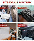 All Weather EV Charger Cover Outdoor Double Sided Shield with Magnetic Fasteners and Suction Cups Waterproof UV Resistant shown on vehicles.