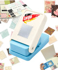 Big 1.5 By 1.25 Inch Stamp Punch For Scrapbooking And Card Making, Easy Handheld Lever Punch To Create Custom Postage Stamp Cutouts with paper samples.