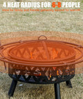 36 Inch Wood Burning Fire Pit With Spark Screen And Fire Poker For Outdoor Hangouts In The Yard Patio And Garden Durable Steel Cross Weave Design Built For Bonfires on grass