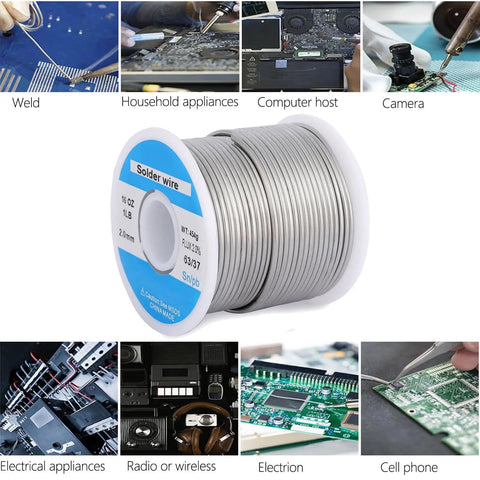 63/37 Tin Solder Wire, 2mm Diameter, 1 Pound Spool With Flux For Electrical Soldering And Repair, Delivers Smooth, Strong Joints