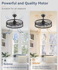 Dope Industrial Caged Ceiling Fan With Light And Remote 22 Inch Black Farmhouse Fixture, summer and winter air circulation diagram
