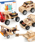 5 In 1 STEM Kit For Kids Ages 8 To 12 Build Five Model Cars Wooden 3D Puzzles Hands On Science Toys Educational Set with Wood Cars