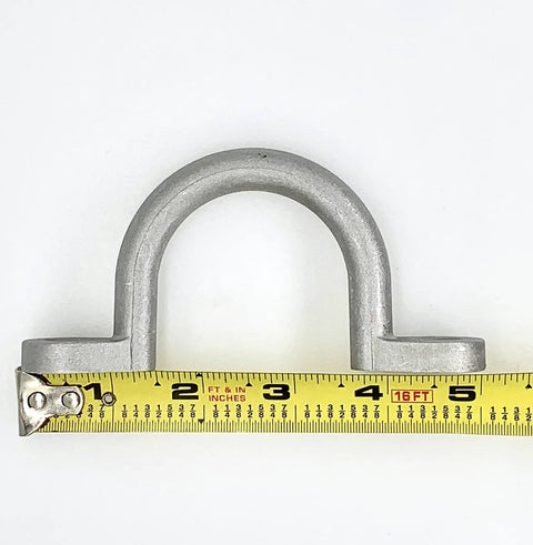 Aluminum Bolt On Trailer Tie Loop Ring Set, 2 Inch Inner Diameter, Heavy Duty Lashing Tie Down Ring, shown with measuring tape
