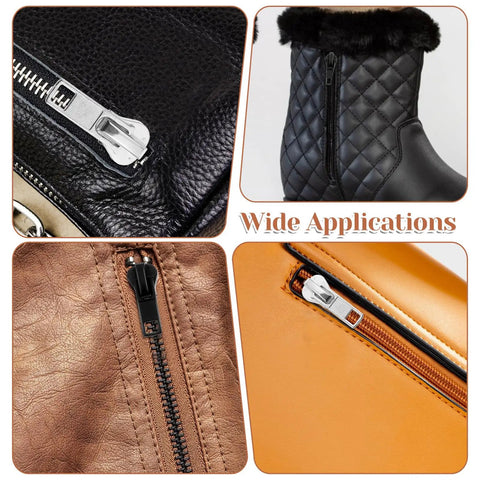 48 Piece Zipper Repair Kit With Metal Sliders And Pulls for various materials including leather and fabric jackets.