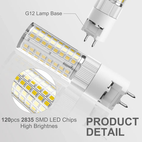 LED G12 Corn Bulb 16W Natural White 4000K Bi Pin Pack Of 4 Hella Bright 1600 Lumens Epistar 120 Chips close-up