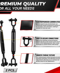 Heavy Duty Jaw And Jaw Turnbuckle Set 2 Pack Half Inch By 13.4 Inch For Wire Rope Tension 2200 Lbs Working Load displayed