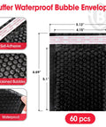 All In One Trading Card Shipping Kit With 120 Card Protectors 3.5 By 4.5 Inches, 60 Black Bubble Mailers, 100 Cellophane Bags, And 1 Roll Painter Tape with black bubble mailer 5.12 x 6.69 inches, self-adhesive and waterproof.
