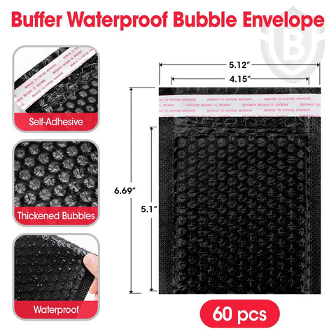 All In One Trading Card Shipping Kit With 120 Card Protectors 3.5 By 4.5 Inches, 60 Black Bubble Mailers, 100 Cellophane Bags, And 1 Roll Painter Tape with black bubble mailer 5.12 x 6.69 inches, self-adhesive and waterproof.
