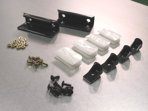 Door Tune Up Kit For Cabinet And Closet Doors With Four Lower Guides Four Door Slides Two Handles Eight 10B By One Half Inch Screws Eight 8 By 32 Three Eighth Inch Machine Screws And Eight 8 By 32 Hex Nuts Multicolor Finish Easy Install laid out