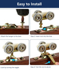 Installation guide for 2 Pack 3/4 Inch Sliding Pocket Door Rollers Assembly With Nylon Wheels, Top Hanger And 4 Screws For Pocket Door Bypass Closets, Durable Metal Base, Smooth Rolling, Quiet Operation, High Load Capacity, Silver.