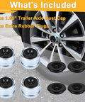 Trailer axle dust cap cups, 1.98", chrome metal with 4 rubber plugs for 2000–3500 lb trailer hubs