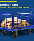 Heavy Duty Goodyear Cargo Trailer With 1200 Lbs Capacity, Aluminum Utility Cart loaded with firewood, ideal for work sites.