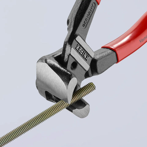 High Leverage End Cutters 8 Inch Bolt Cutter Model 61 01 200 SBA cutting metal rod close-up