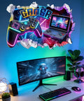 Large 3D Gamer Wall Decal Set With Controller Design Peel And Stick For Boys Room Teen Bedroom Playroom Wall Decor