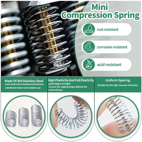 370-piece stainless steel dowel pins and compression springs assortment kit (M2–M5) for shelf pegs and fasteners