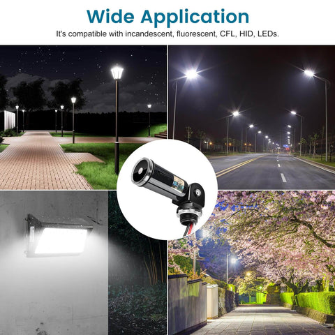 Set It And Forget It Dusk To Dawn Photocell Sensor With Swivel Mount for indoor and outdoor lighting applications at night.