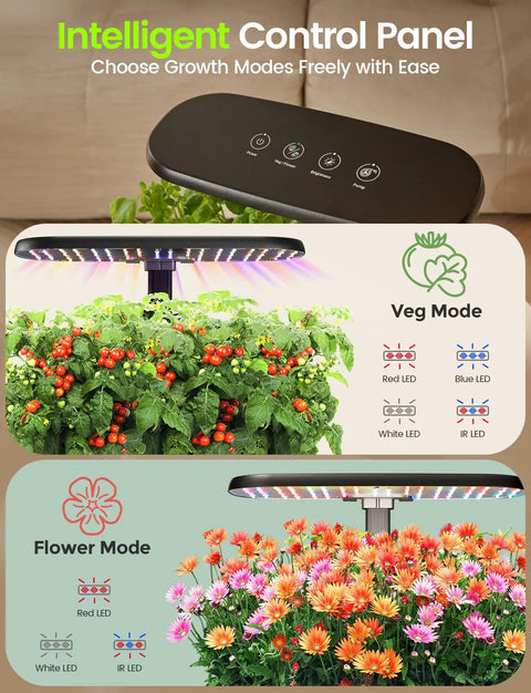 No Soil Indoor Hydroponics Growing System With 12-Pod Herb Garden Kit, 24W Full Spectrum LED Grow Light, 5.5L Water Tank, 16-Inch Adjustable Height, Smart Indoor Garden For Herbs, Kitchen And Home Gift