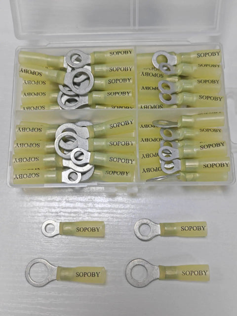 Pro Grade Heat Shrink Wire Connectors Kit with Tinned Red Copper Waterproof Crimp Terminals in box