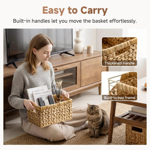 Real Deal Handcrafted Water Hyacinth Wicker Storage Baskets That Make Household Organization Way Easier And Built Tough For Every Kitchen Shelf Or Closet Space Pack Of Two