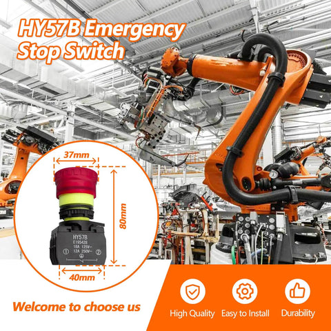 Heavy Duty Emergency Stop Switch For Industrial Machines Ultra Durable Shop Floor Safety Instant 125V 250V AC Power Off Button Tough As Nails Workhorse