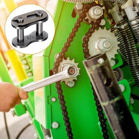 5 Pack 60 Roller Chain Connecting Links Beefy Master Connector Link for ANSI 60 Chains being installed on agricultural machinery