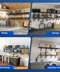 2 Pack 2x6ft Heavy Duty Garage Wall Shelves Set Black, Ultra Strong Storage Racks For Tools Bins And Gear, 3200 Lbs Tested Capacity With 1600 Lbs Total Rated, 800 Lbs Per Shelf, Easy Install Wall Mount System in shed, garage, workshop, laundry room