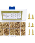 1170 Pcs Micro Screws Set For Electronics And Eyewear, M2 M2.5 M3 Gold Self Tapping Phillips Flat Head Wood Screws in box