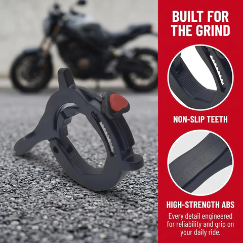 Universal Motorcycle Throttle Cruise Control And Motor Assist With Anti Slip Accelerator Clamp Durable Abs Twist Grip close-up on asphalt
