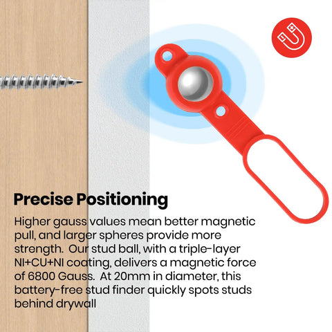 2 Pack Magnetic Stud Finder With Crazy 27 Lbs Pull Power Detects Nails Screws And Metal Through Drywall in use against wall