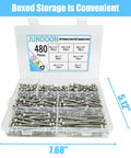 410 Stainless Steel Self Tapping Screws Kit 420 Pieces Sizes 8 And 10 in labeled storage box