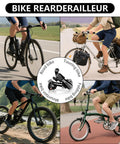 Cyclists on various bikes with 7 Speed Direct Mount Rear Derailleur For Mountain Tricycle Commuter And Cruiser Bikes
