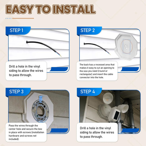 Easy Fit Mounting Block Kit For Vinyl Siding Half Inch Lap White Fits Four To Ten Inch Siding Durable ABS Construction With Paintable Surface No Fuss Simple DIY Mounting And Replacement Solution. installation steps for vinyl siding cable and light mount
