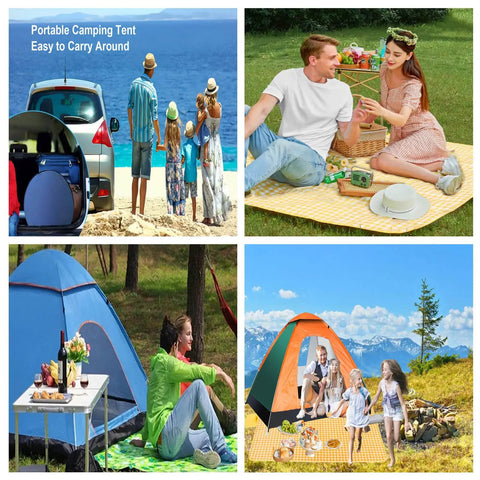 No Fuss 3 Person Pop Up Camping Tent With 80 By 80 Inch Picnic Mat Waterproof Automatic Setup Quick Open Outdoor Beach Travel Tent For Easy Weekend Camping