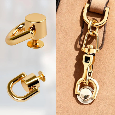 4 Pcs D Ring Rivets For Leather Purses 360 Degree Rotatable Crossbody Conversion Kit gold hardware on leather bag