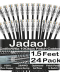 Cat6a Patch Cable 1.5ft 24 Pack Slim 28AWG Snagless UTP Ethernet Cables For Patch Panels Switches Servers Data Centers