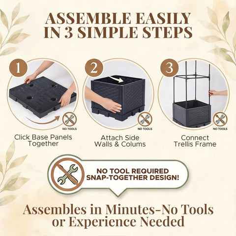 Assembly steps for Two Pack 43 Inch Vertical Tomato Planter With Trellis Self Watering Garden Box For Climbing Vegetables