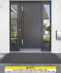 All Weather Front Door Mat Indoor Outdoor 72 Inch By 36 Inch Non Slip Rubber Backing Welcome Floor Mat For Patio And Garage Entrance Built Tough To Stop Mud Dirt And Moisture Stain And Fade Resistant Heavy Traffic Commercial Grade Doormat placed at an entrance.