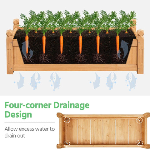 Wooden Raised Garden Bed Planter Box For Yard And Greenhouse Outdoor Use, Rectangular Planter For Vegetables, Light Brown
