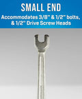 Lineman's B Type Double Ended Wrench, 13 Inch Long, small end for 3/8 and 1/2 bolts, telecom tool
