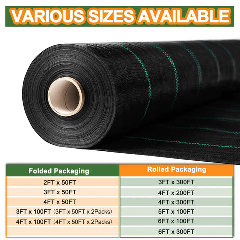 Rolled Garden Weed Barrier Landscape Fabric 4 Ft By 50 Ft 2 Pack Premium Weed Control Cloth Durable Woven Geotextile Ground Cover