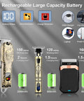 All In One Men's Hair Clipper Set With LED Display, Cordless Pro Grade Hair Trimmer And Beard Shaver with battery info