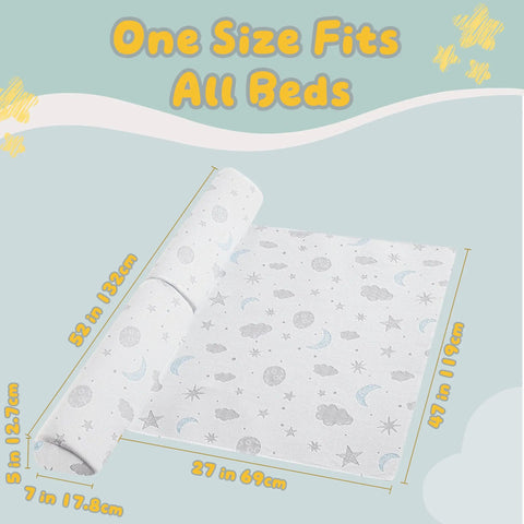 Cozy Foam Bed Rail Bumpers For Toddlers With Semi Teardrop Design showing dimensions on a whimsical pattern