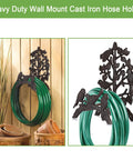 Cast Iron Garden Hose Holder Wall Mount For Outdoor Use Hose Hanger And Reel Storage Organizer Rack Keeps Hoses Neat And Off The Ground Heavy Duty Decorative Water Hose Storage For Garden Lawn Patio