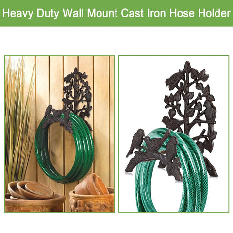 Cast Iron Garden Hose Holder Wall Mount For Outdoor Use Hose Hanger And Reel Storage Organizer Rack Keeps Hoses Neat And Off The Ground Heavy Duty Decorative Water Hose Storage For Garden Lawn Patio