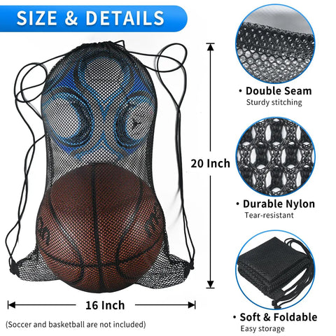 4 Pack Heavy Duty Mesh Drawstring Bags Pro Grade Nylon Net Bags For Scuba Diving Gym Hiking Beach Toys Travel Laundry