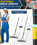 Adjustable 70 Inch Heavy Duty Metal Dethatcher Rake with 15 Inch Wide Double Edged Sharp Tines for Lawn and Yard Care