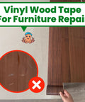 Wood Grain Repair Tape For Furniture Self Adhesive Brown Wood Color Peel And Stick Veneer Strips shown partially applied on surface